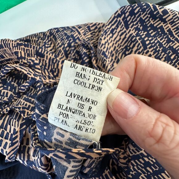 Fora Tan & Navy Front Button Strappy Decorative Back Wide Leg Jumpsuit Small - Picture 12 of 16